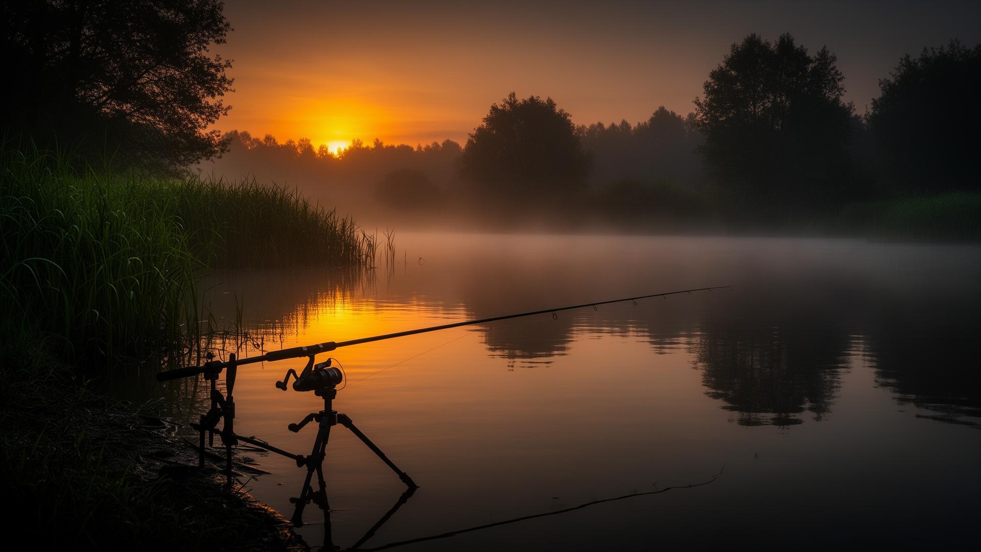 Karper vissen bij zonsopgang